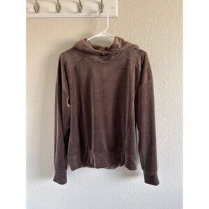 Evereve Brown Velvet Pullover Hoodie Womens Medium